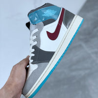 Mid Top Sneakers, Blue Gray Colorway, Lace Up Design, Casual Gift for Sneaker Fans