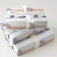 Watercolor Horse Carriage Gift Wrap, Victorian Winter Village Wrapping Paper, Vintage Holiday Wrapping Paper, Christmas Village Gift Wrap