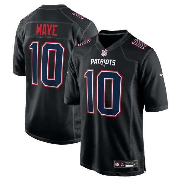 New England Patriots Drake Maye Carbon Black Fashion Game Jersey