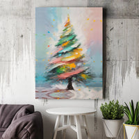 Colorful Xmas Tree Print, Abstract Christmas Tree Wall Art Digital Download, Modern Holiday Poster, Printable Festive Canvas Decor