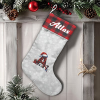 Custom Name Monogram Holiday Stocking, Personalized Buffalo Plaid Christmas Stocking, Rustic Plaid Xmas Stocking, Family Holiday Mantle Present