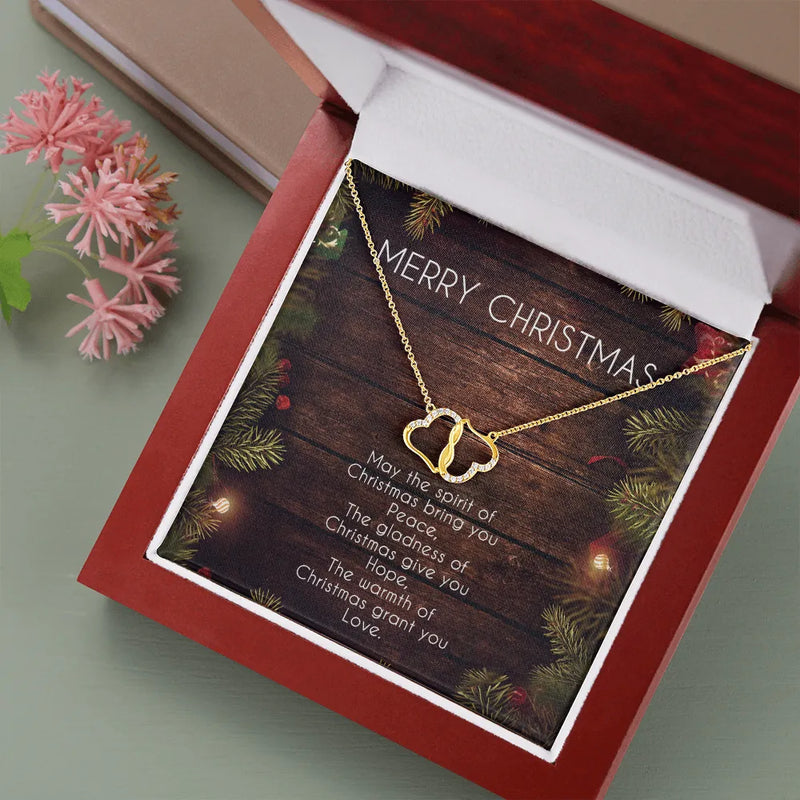 10k Solid Gold Diamond Heart Pendant, Everlasting Love Heart Necklace, LED Luxury Box Heart Necklace, Wife Christmas Jewelry Present