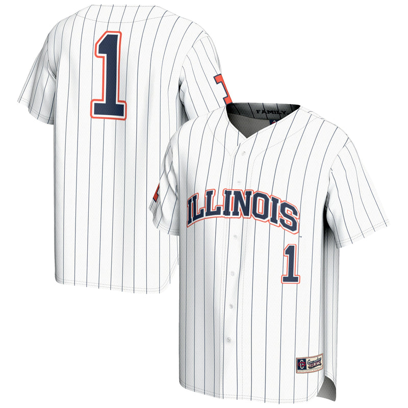 #1 Illinois Fighting Illini Lightweight Baseball Jersey - White