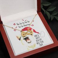 14k White Gold Holiday Pendant Necklace, Santa Llama Christmas Infinity Necklace, Festive Animal Charm Jewelry, Adorable Christmas Present for Her