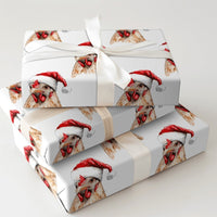 Santa Hat Farm Animal Gift Wrap Roll, Adorable Chicken Christmas Wrapping Paper, Farmhouse Holiday Wrapping Paper, Humorous Hen Xmas Gift Wrap