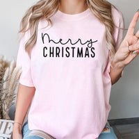 Minimalist Script Holiday Graphic Tee, Merry Christmas T-Shirt, Retro Christmas Shirt, Festive Winter Season T-Shirt, Xmas Present for Women