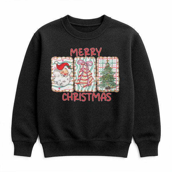 Retro Santa Claus Holiday Tree Crewneck, Merry Christmas Sweatshirt, Vintage Xmas Graphic Sweater, Comfy Winter Season Pullov