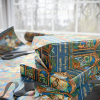 Stained Glass Christmas Gift Wrap, Nativity Scene Wrapping Paper, Holy Family Wrapping Paper, Religious Xmas Gift Wrap, Christian Present Paper