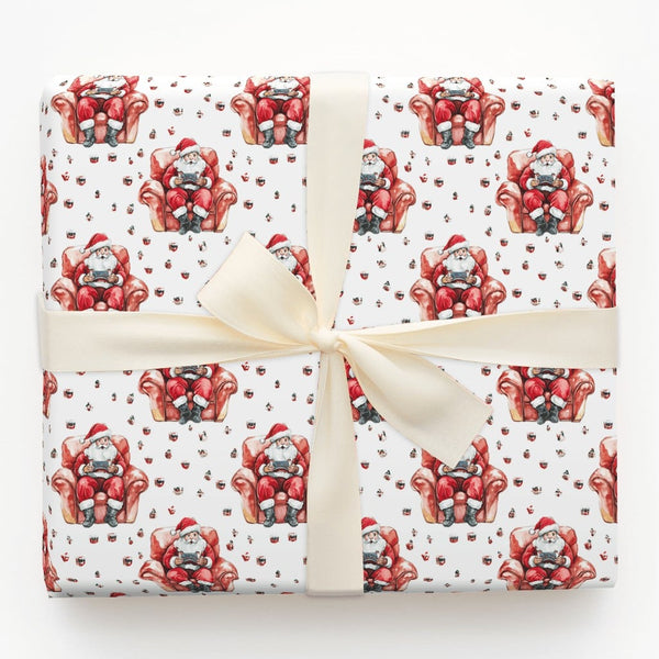 Diverse Santa Christmas Gift Wrap, Handheld Gamer Santa Wrapping Paper, Modern Holiday Wrapping Paper, Gamer Present Paper Ro