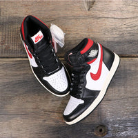 Retro High Top Sneakers, Black Red Colorway, Lace Up Design, Casual Gift for Sneaker Fans