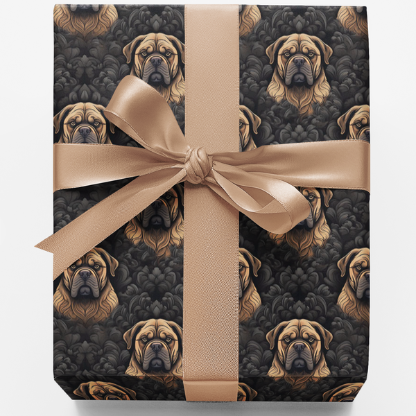 Dog Lover Holiday Gift Wrap, Mastiff Dog Wrapping Paper, Gentle Giant Pet Present Paper, Christmas Dog Wrapping Paper, Dog Br