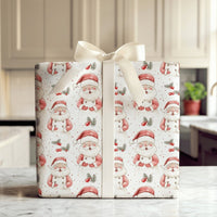 Watercolor Santa Claus Gift Wrap Roll, Apron Santa Christmas Wrapping Paper, Holiday Baker Present Paper, Cooking Theme Gift Wrap