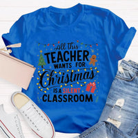 Humorous Holiday Educator Graphic Tee, Silent Classroom Teacher Christmas Shirt, Xmas School Humor T-Shirt, Winter Teacher Present