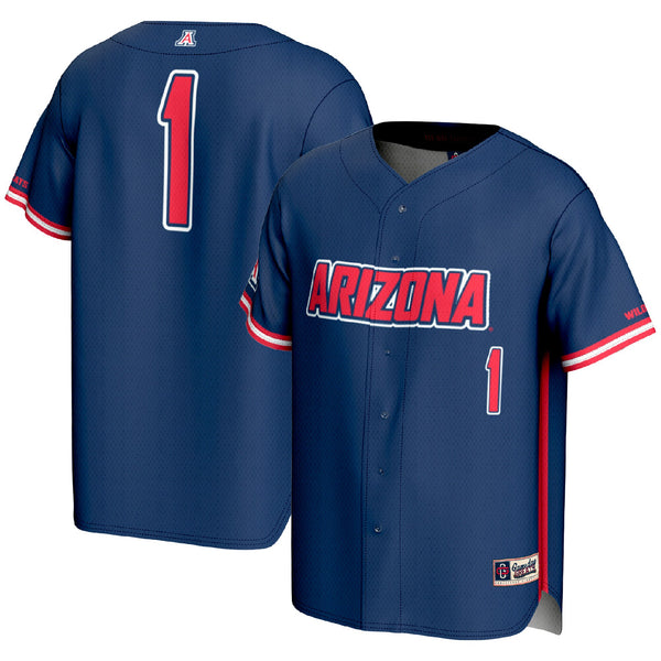 #1 Arizona Wildcats Lightweight Baseball Fashion Jersey - Navy