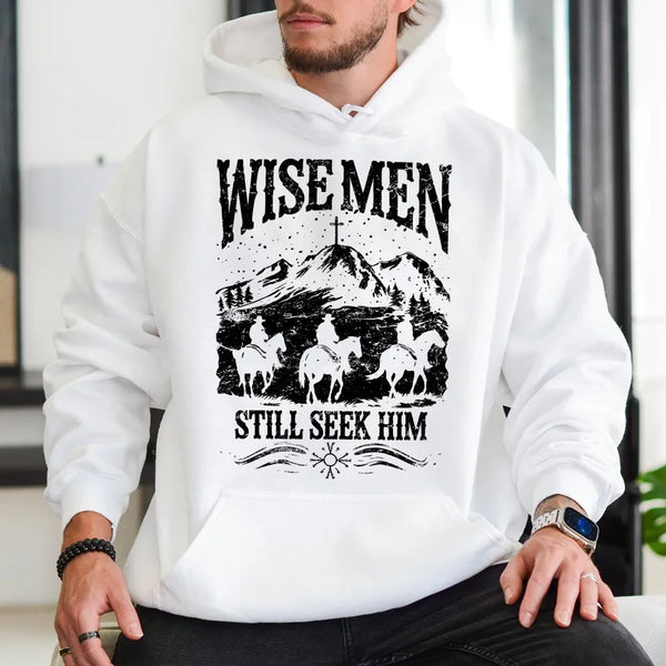 Western Cowboy Nativity Hoodie, Wise Men Still Seek Him Hoodie, Christian Faith Christmas Pullover Hoodie, Religious Holiday 