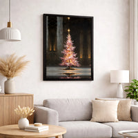 Impressionist Holiday Canvas Print, Pink Christmas Tree Canvas Wall Art, Festive Winter Canvas Decor, Seasonal Christmas Wall Art Present