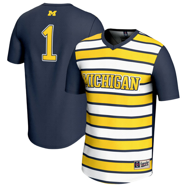 #1 Michigan Wolverines Lightweight Soccer Fashion Jersey - Navy