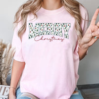 Vintage Pine Forest Holiday Shirt, Retro Varsity Christmas Tree T-Shirt, Merry Christmas Graphic Tee, Festive Winter Nature Shirt for Women