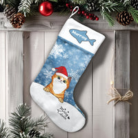 Kitten Christmas Stocking, Santa Hat Cat Christmas Stocking, Pet Holiday Stocking, Adorable Winter Animal Mantel Decor, Present for Pet Lovers
