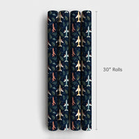 Aviation Holiday Gift Wrap, Airplane Christmas Wrapping Paper, Watercolor Airplane Wrapping Paper, Pilot Xmas Gift Wrap, Travel Lover Present