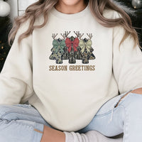 Coquette Bow Holiday Graphic Crewneck, Camo Christmas Tree Sweatshirt, Camouflage Xmas Tree Sweater