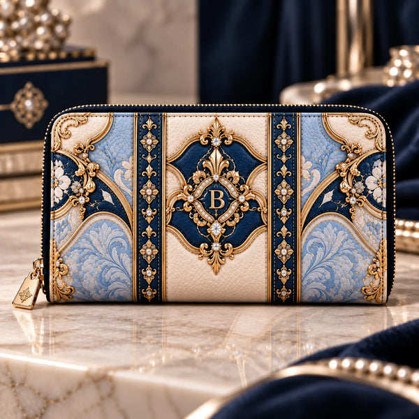 Monogram B - Baroque Filigree in Navy, Cream and Gold - main