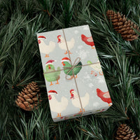 Santa Hat Rooster Gift Wrap, Christmas Chicken Wrapping Paper, Farmhouse Holiday Wrapping Paper, Humorous Animal Gift Wrap, Xmas Present Paper