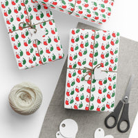 Red and Green Polka Dot Gift Wrap, Christmas Stocking Wrapping Paper, Holiday Stockings Gift Wrapping Paper, Festive Xmas Wrapping Paper