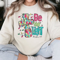 Matthew 5:14 Scripture Crewneck, Be the Light Christmas Cross Sweatshirt, Religious Holiday Faith Pullover, Christian Christmas Present
