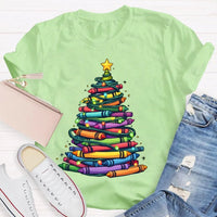 Holiday Graphic Tee, Christmas Tree Colored Pens T-Shirt, Art Teacher Christmas Shirt, Colorful Pen Xmas Tree Tee, Festive Artist Shirt