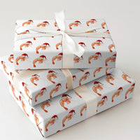Humorous Santa Hat Seafood Gift Wrap, Christmas Shrimp Wrapping Paper, Coastal Holiday Wrapping Paper, Humorous Ocean Festive Wrapping Paper