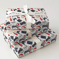 Video Game Holiday Gift Wrap, Santa and Controller Wrapping Paper, Adorable Santa Head Christmas Wrapping Paper, Gamer Gift Wrap Paper