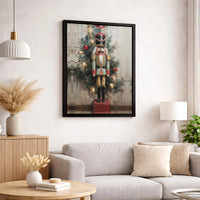 Festive Soldier Tree Canvas, Christmas Nutcracker Wall Art, Holiday Nutcracker Canvas Print, Xmas Home Wall Decor, Winter Seasonal Wall Art
