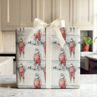 Duck Hunter Christmas Gift Wrap, Hunting Santa Wrapping Paper, Watercolor Outdoorsman Fishing Wrapping Paper, Holiday Gift Wrap Roll