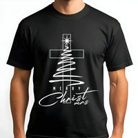 Minimalist Cross Tree Shirt, Religious Christmas T-Shirt, Christian Holiday Graphic Tee, Faith Based Xmas Shirt, Jesus Christmas Present