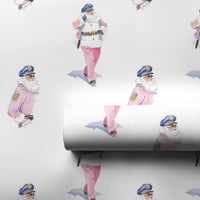 Law Enforcement Gift Wrap, Pink Police Santa Wrapping Paper, Watercolor Police Officer Christmas Wrapping Paper, Adorable Holiday Gift Wrap