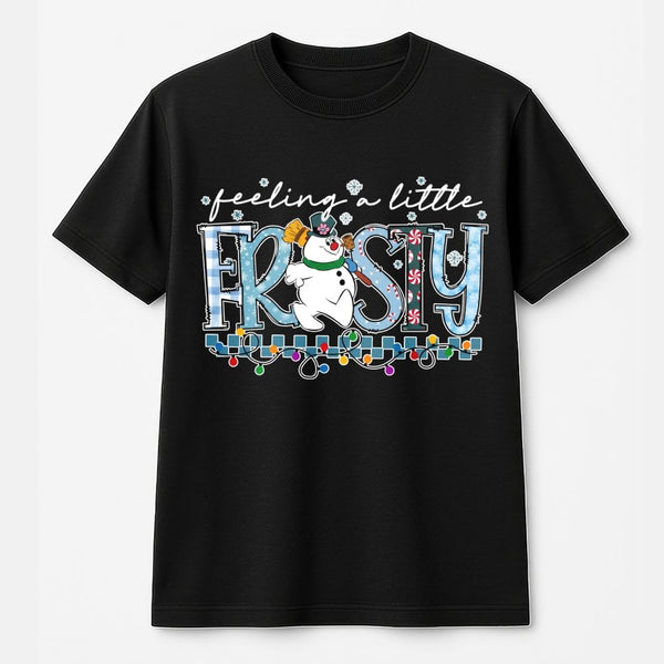 Adorable Snowman Christmas T-Shirt, Feelin' A Little Frosty Shirt, Winter Holiday Graphic Tee, Retro Snowman Shirt
