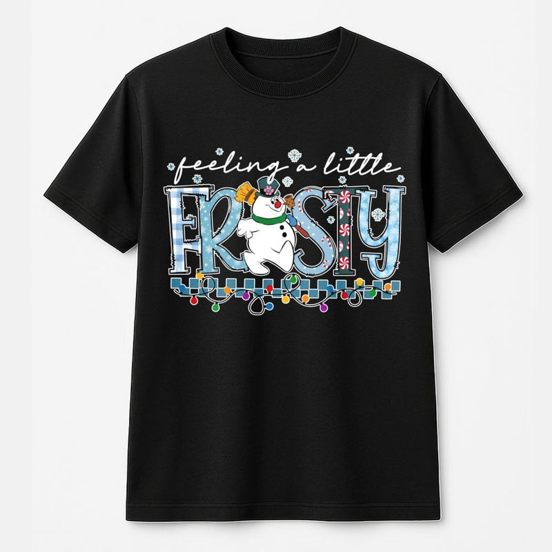 Adorable Snowman Christmas T-Shirt, Feelin' A Little Frosty Shirt, Winter Holiday Graphic Tee, Retro Snowman Shirt