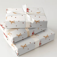 Christmas Santa Dog Gift Wrap, Golden Retriever Wrapping Paper, Watercolor Holiday Present Wrapping Paper, Adorable Puppy Xmas Holiday Gift Wrap