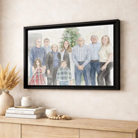 Personalized Family Canvas Print, Custom Watercolor Family Portrait Canvas, Keepsake Holiday Wall Art, Unique Christmas Canvas Present for Mom