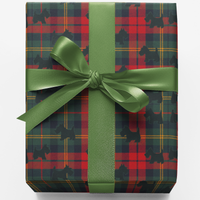 Scottie Dog Christmas Gift Wrap, Scottish Terrier Wrapping Paper, Red Green Plaid Holiday Wrapping Paper, Dog Lover Tartan Present Paper