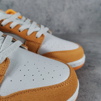 Low Top Sneakers, White Orange Colorway, Lace Up Design, Casual Gift for Sneaker Fans