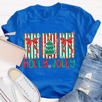 Personalized Family Name Holiday Shirt, Custom Christmas Tree Bow T-Shirt, Adorable Coquette Christmas Tree Tee, Xmas Family Matching T-Shirt