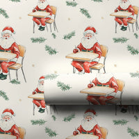 Watercolor Teacher Christmas Gift Wrap, Santa at School Desk Wrapping Paper, Pine Needle Santa Gift Wrapping Paper, Teacher Holiday Wrap