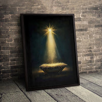 Holy Manger Christian Canvas Print, Star of Bethlehem Nativity Canvas Wall Art, Religious Christmas Scene Decor, Holiday Faith Home Present