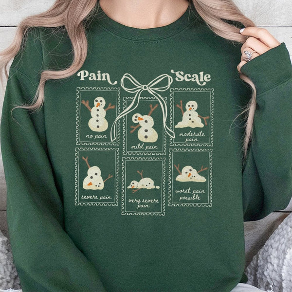 Medical Christmas Holiday Crewneck, Humorous Snowman Pain Scale Sweatshirt, Hospital Doctor Nurse Xmas Pullover, Adorable Hea