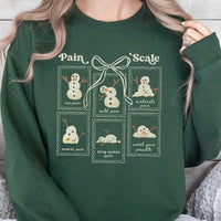 Medical Christmas Holiday Crewneck, Humorous Snowman Pain Scale Sweatshirt, Hospital Doctor Nurse Xmas Pullover, Adorable Healthcare Worker Sweater