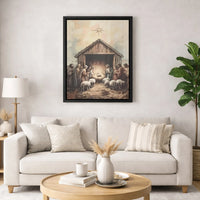 Holy Family Watercolor Canvas Print, Nativity Scene Canvas Wall Art, Birth of Christ Canvas, Religious Christian Wall Art, Christmas Present