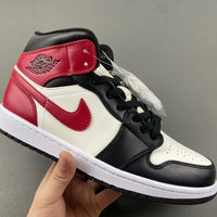 Mid Top Sneakers, White Black Red Colorway, Lace Up Design, Casual Gift for Sneaker Fans