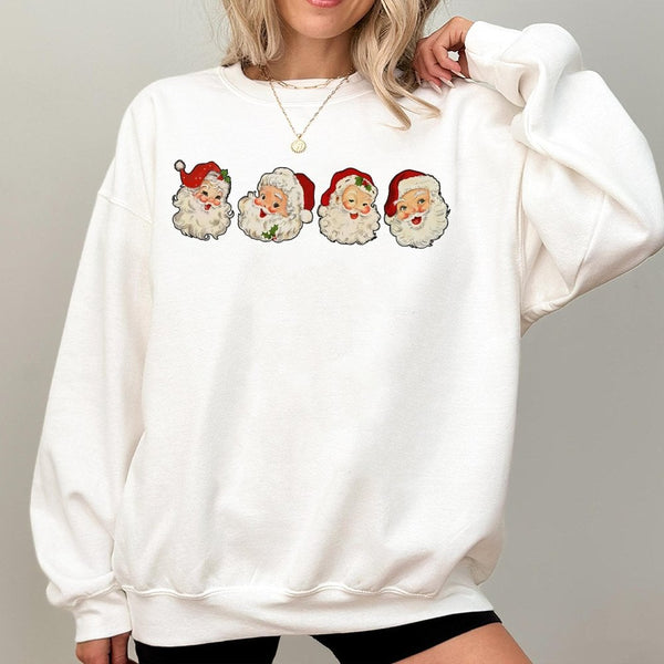 Mid Century Vintage Christmas Graphic Crewneck, Retro Santa Sweatshirt, Nostalgic Holiday Pullover, Adorable Festive Winter S